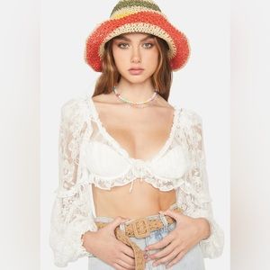 For Love & Lemons Daniela Lace Bra Top